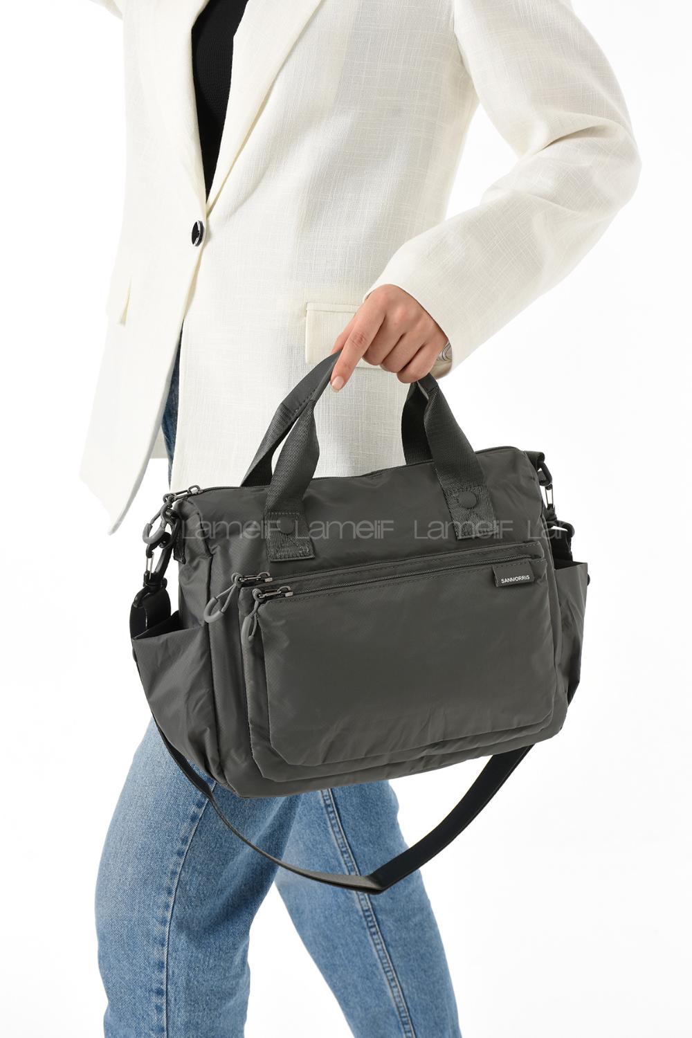 Lamelif San Morris Kadın 4 Bölmeli Krinkıl Kumaş Ayarlanabilir Çapraz Askılı El Ve Omuz Çantası