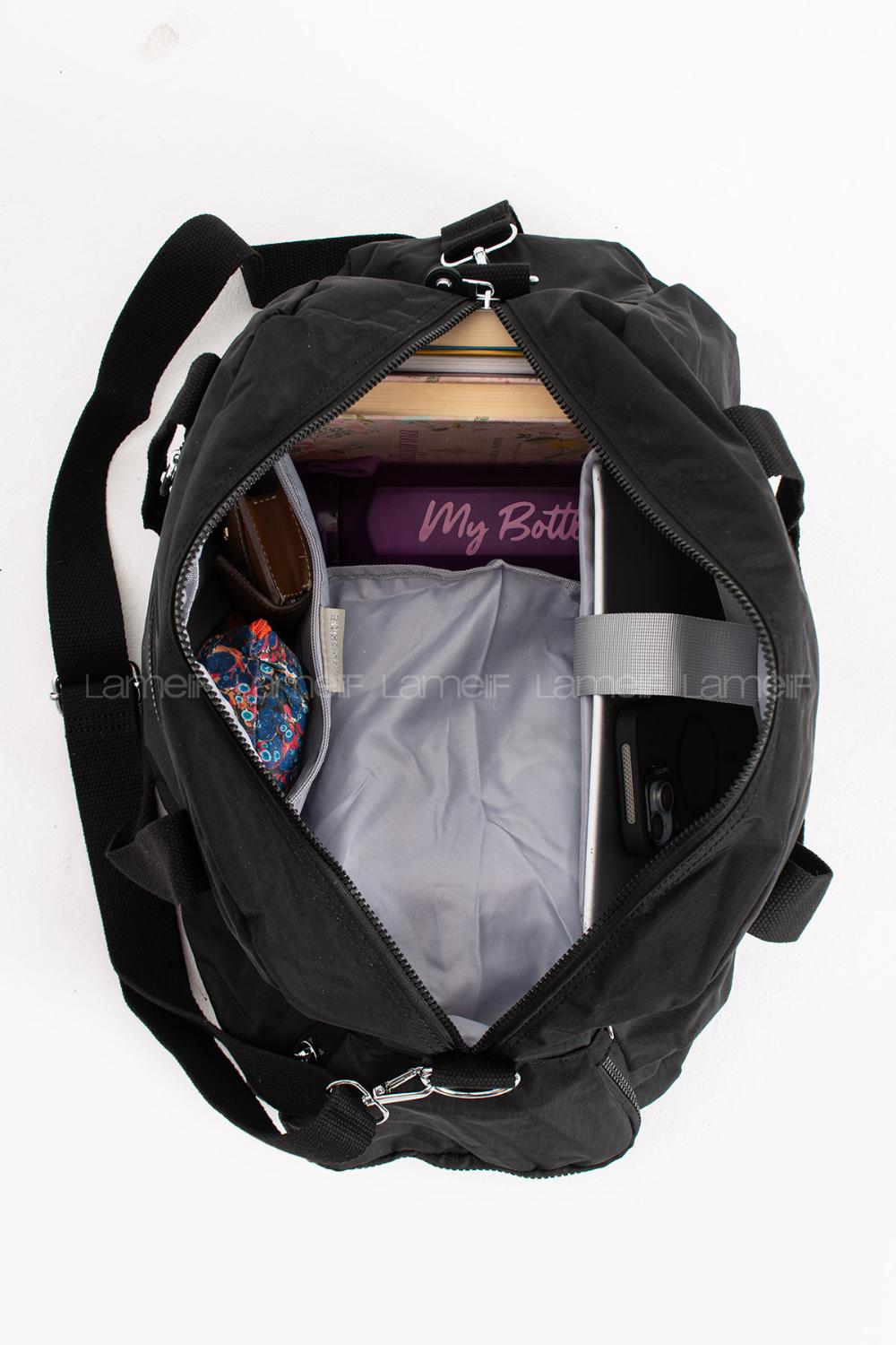 Lamelif San Morris Unisex Büyük Boy Krinkıl Kumaş Çapraz Askılı Spor ve Seyahat Çantası