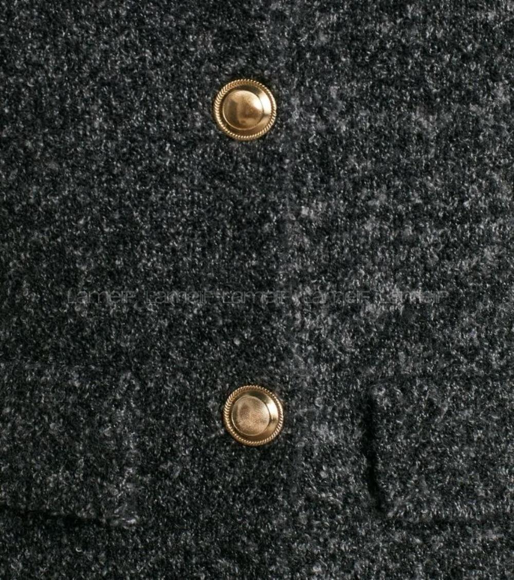 Lamelif Dilvin Polo Yaka Düğmeli Cep Detaylı Triko Hırka-Antrasit