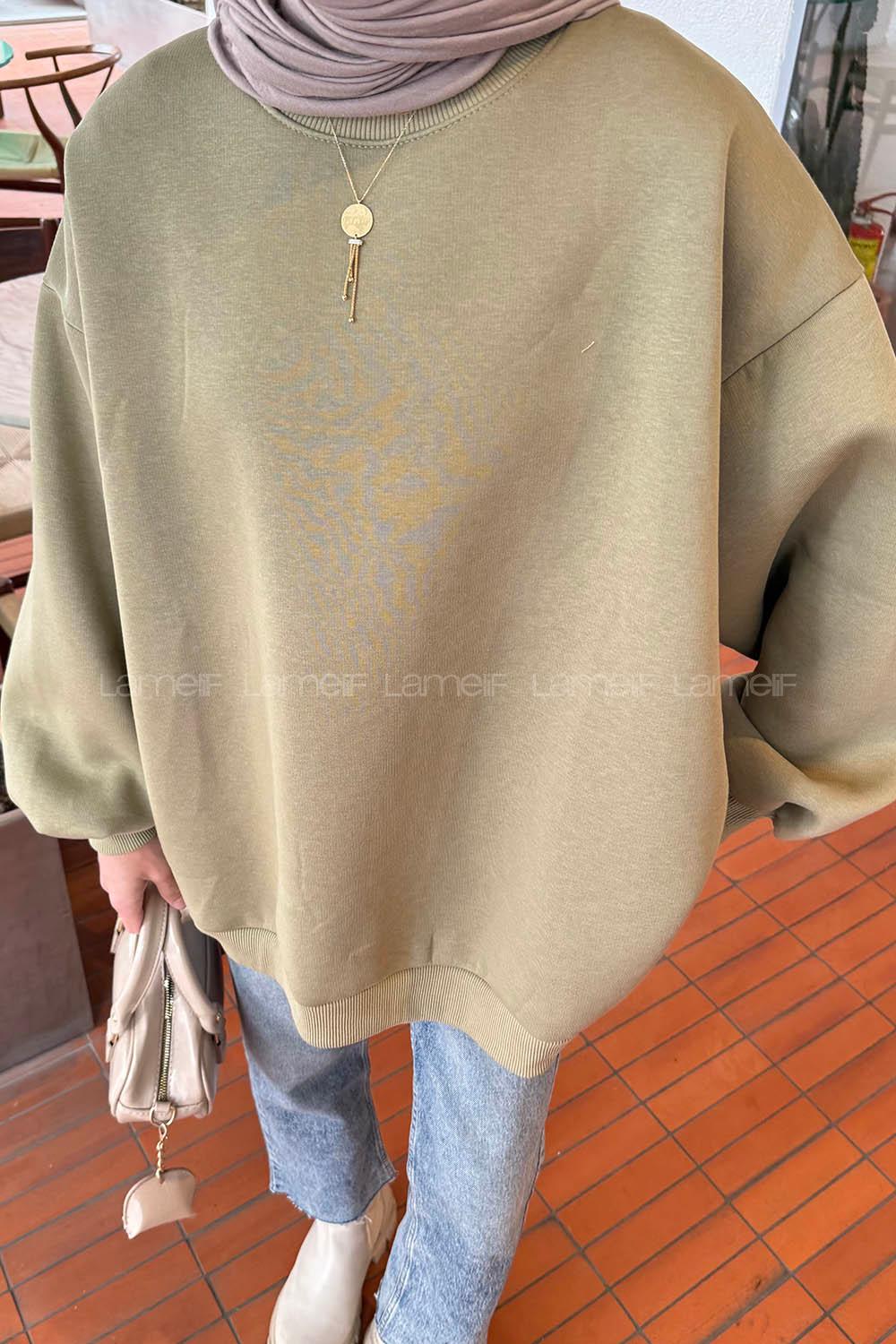 Lamelif Oversize Sweatshirt Çağla Yeşili