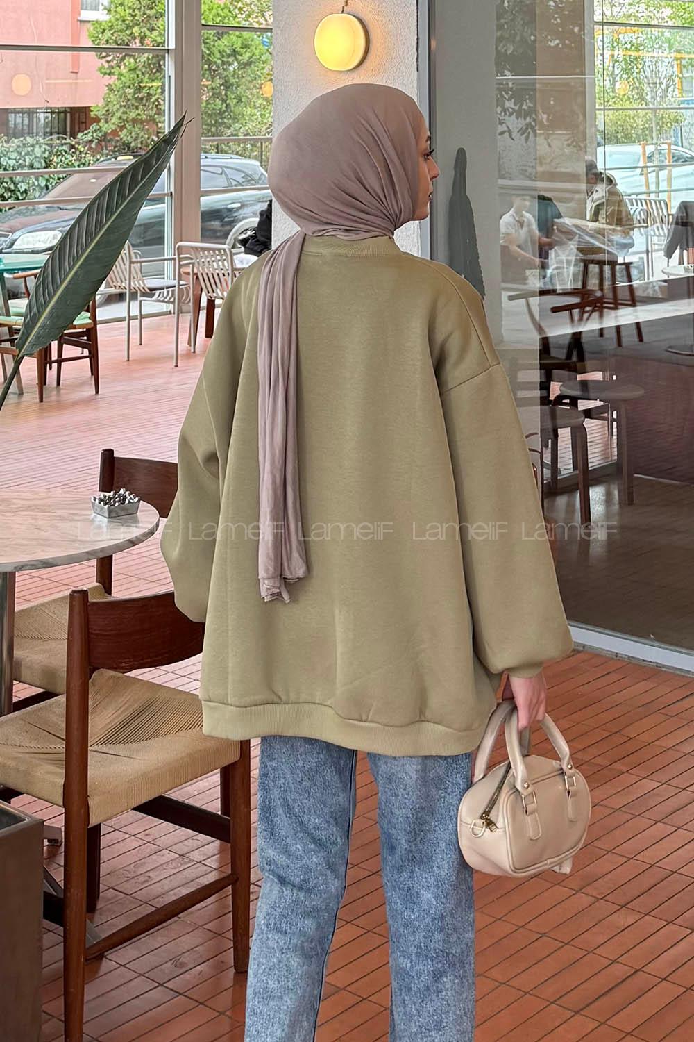 Lamelif Oversize Sweatshirt Çağla Yeşili