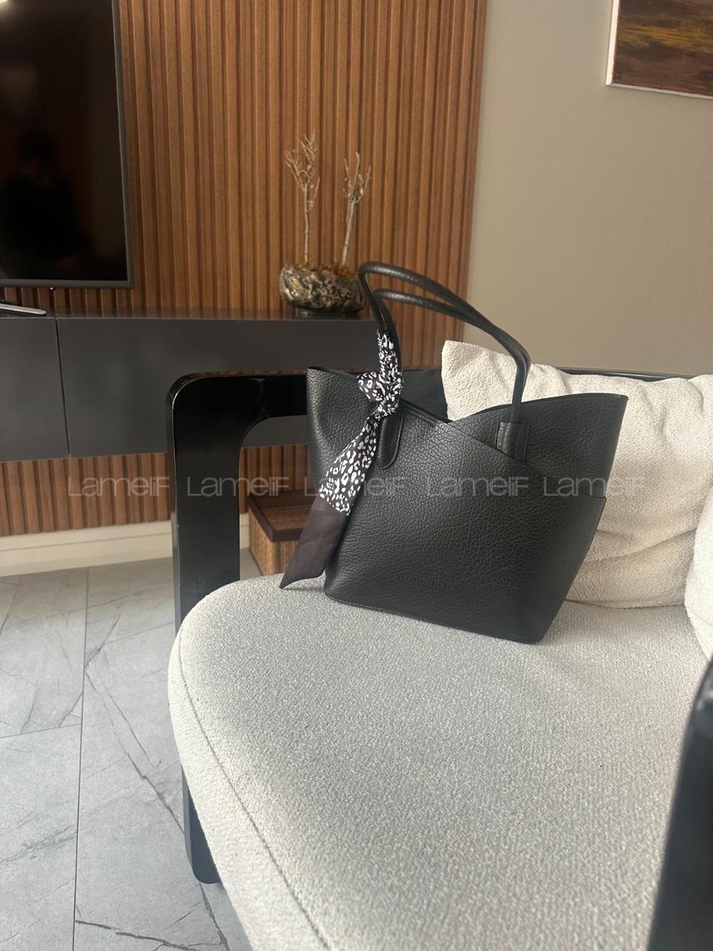 Fular Detaylı Yavrulu El   ve Omuz Çantası