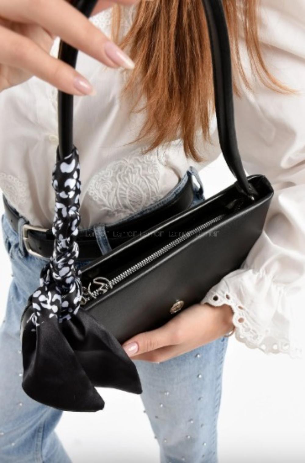 LAMELİF BAGET ŞALLI KADIN OMUZ ÇANTASI EL ÇANTASI KOL ÇANTASI SİYAH