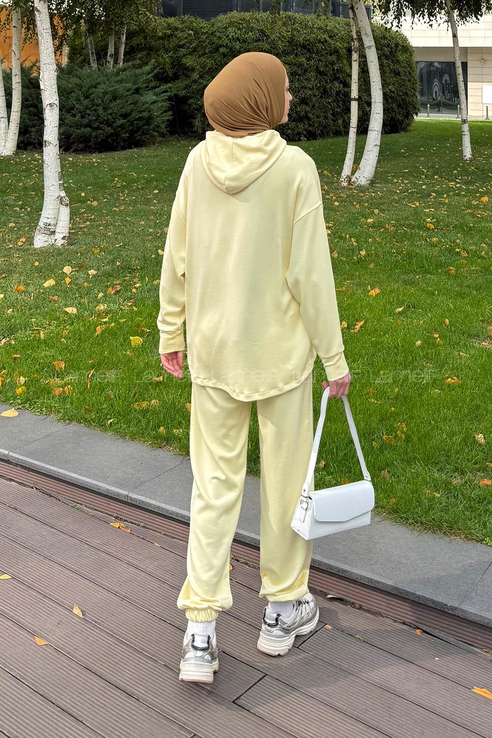 Lameli Kanguru Cep Modal Takım Sarı