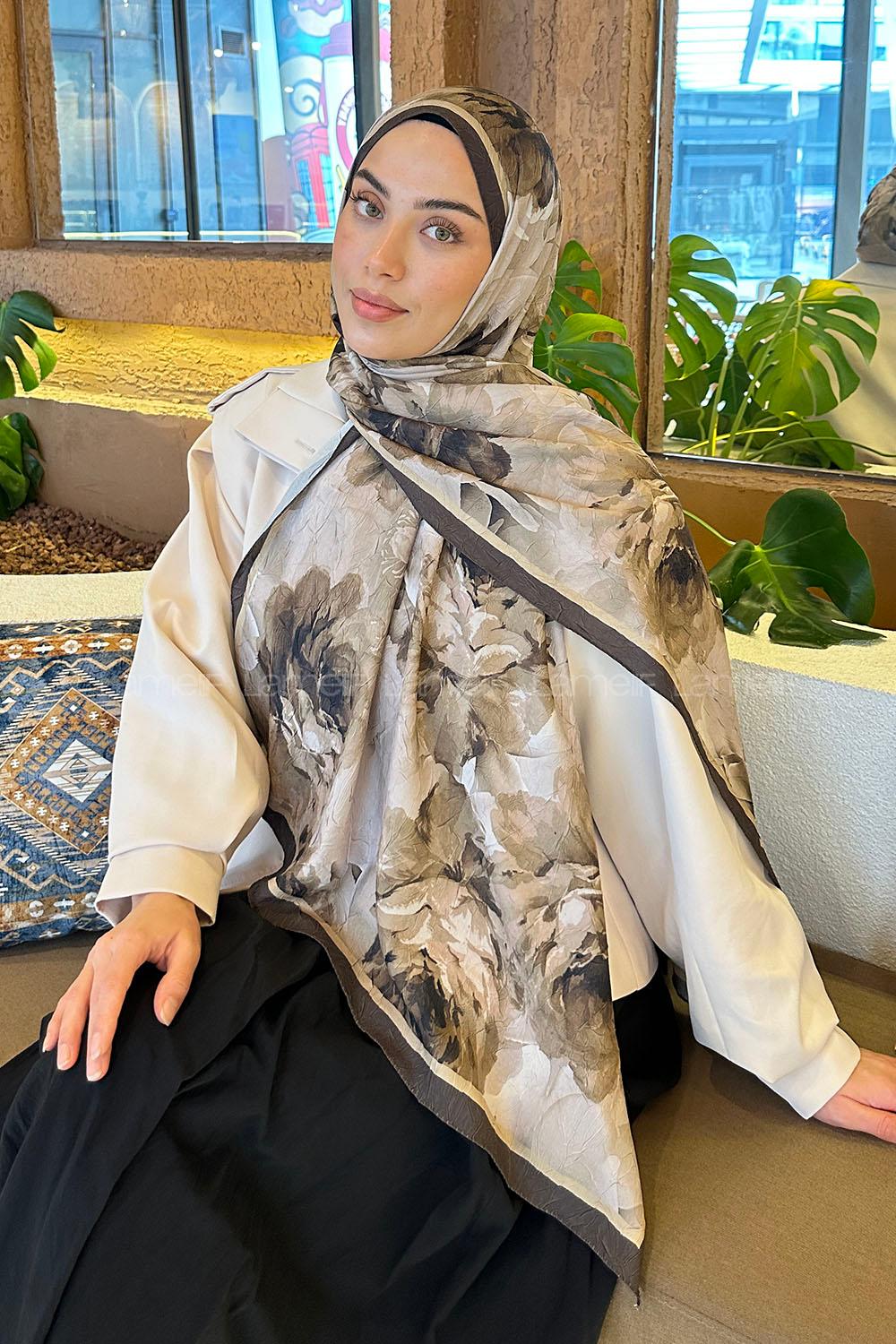 Lamelif Flower Desen Bambu Şal Mint Yeşili