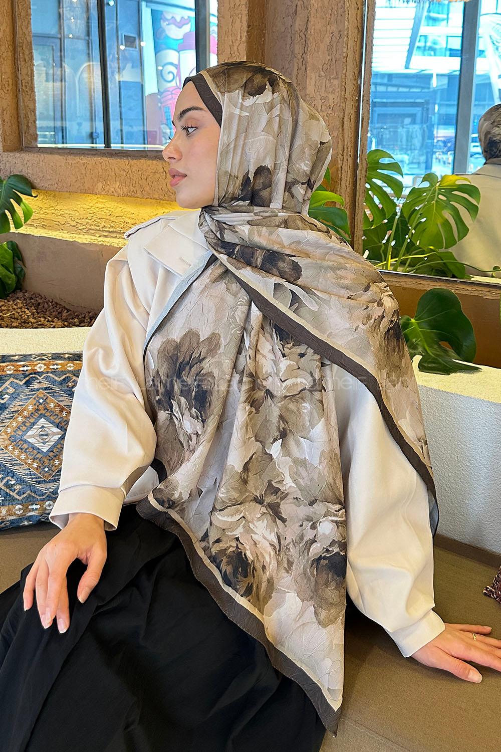 Lamelif Flower Desen Bambu Şal Mint Yeşili