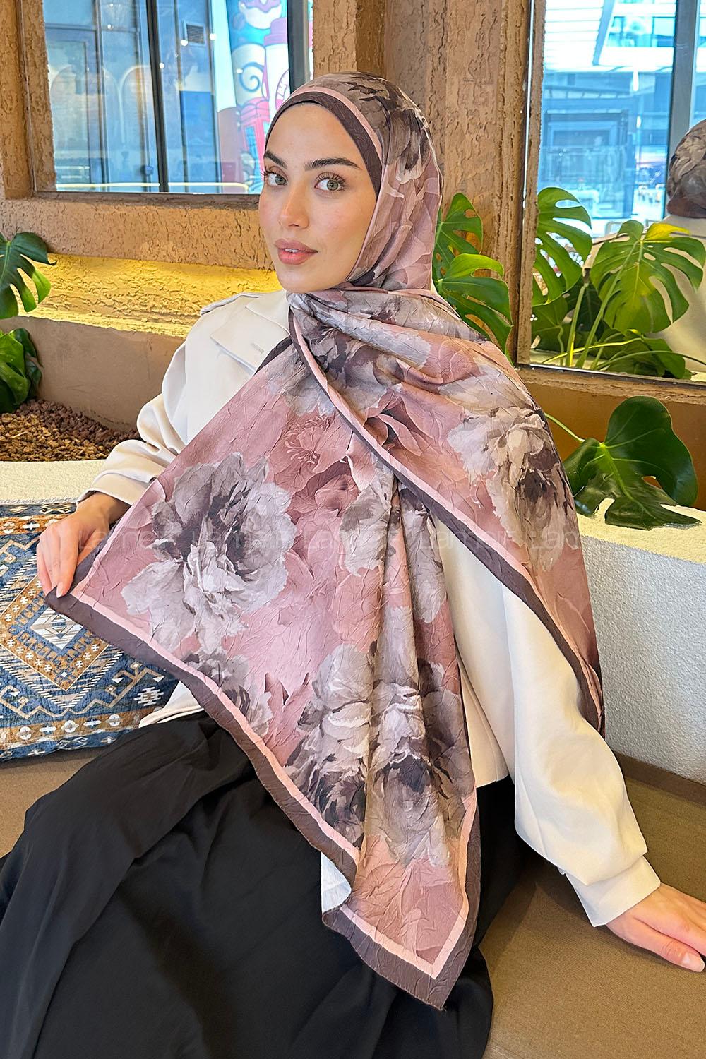 Powder Cotton Fabric Striped Printed Shawl