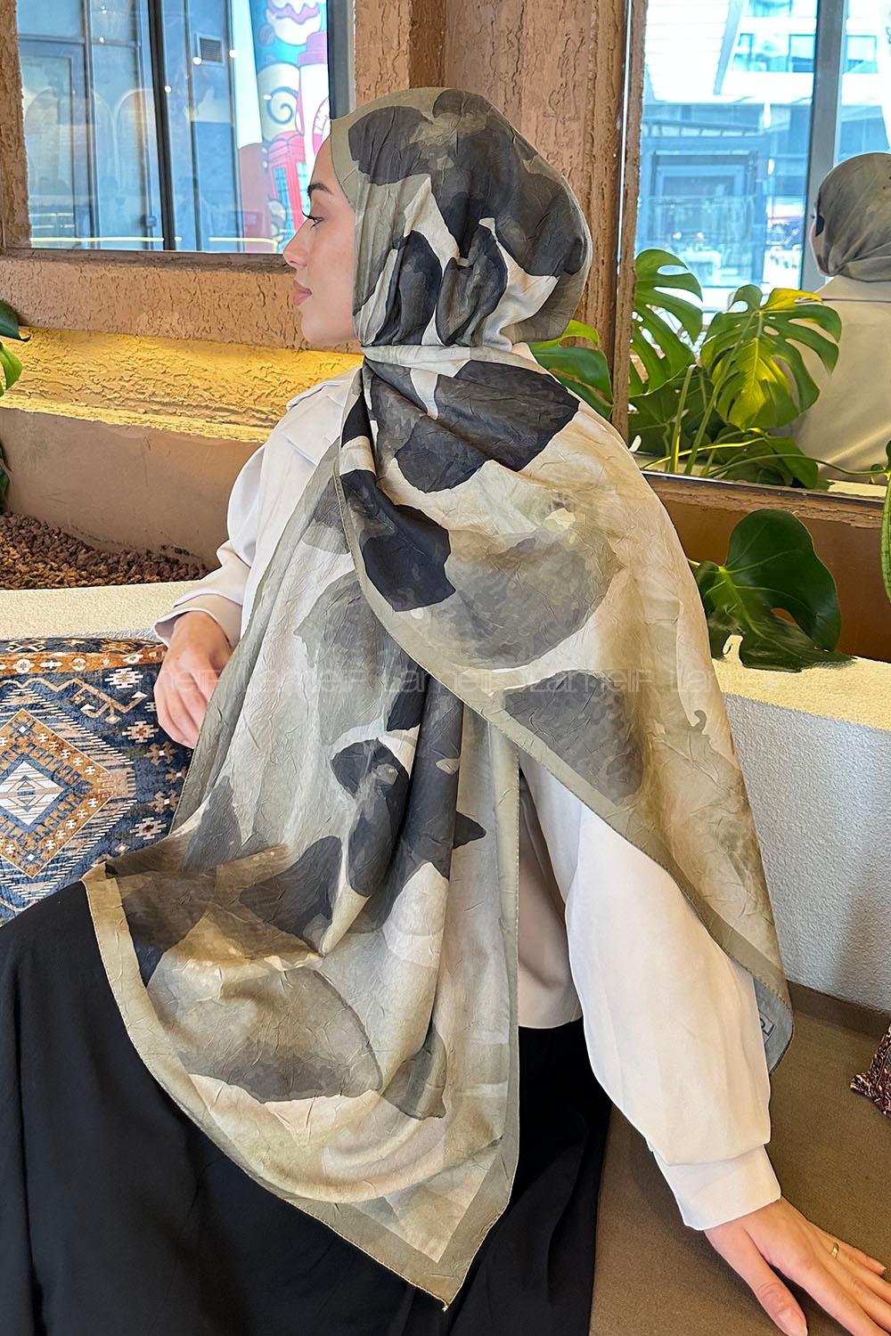 Lamelif Yaprak Desen Bambu Şal Mint Yeşili