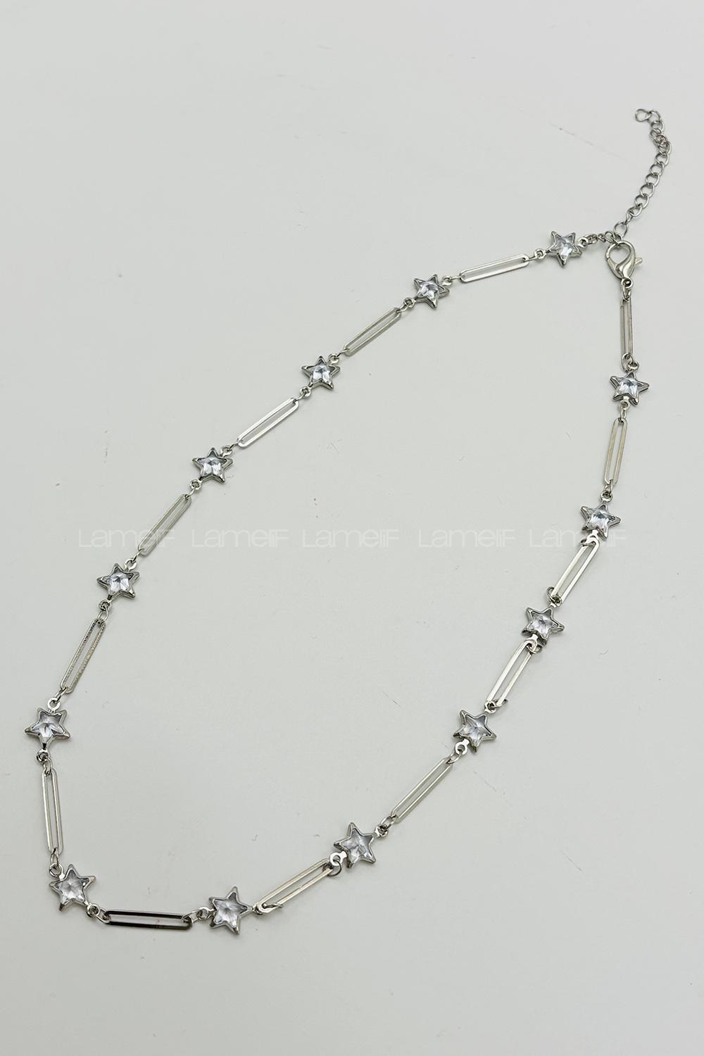 Lamelif Gümüş Çelik Kristal Yıldız Taşlı Kararmaz Kolye