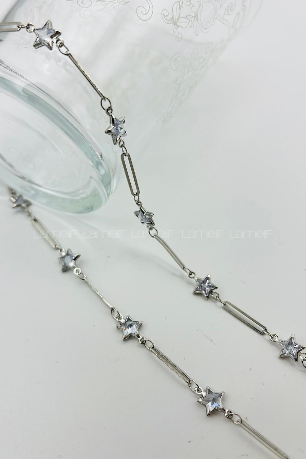 Lamelif Gümüş Çelik Kristal Yıldız Taşlı Kararmaz Kolye