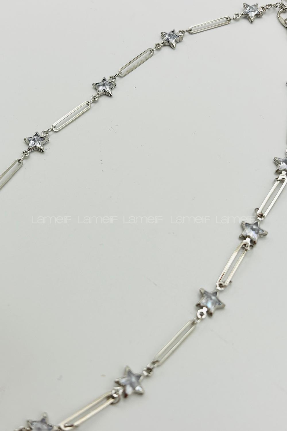 Lamelif Gümüş Çelik Kristal Yıldız Taşlı Kararmaz Kolye