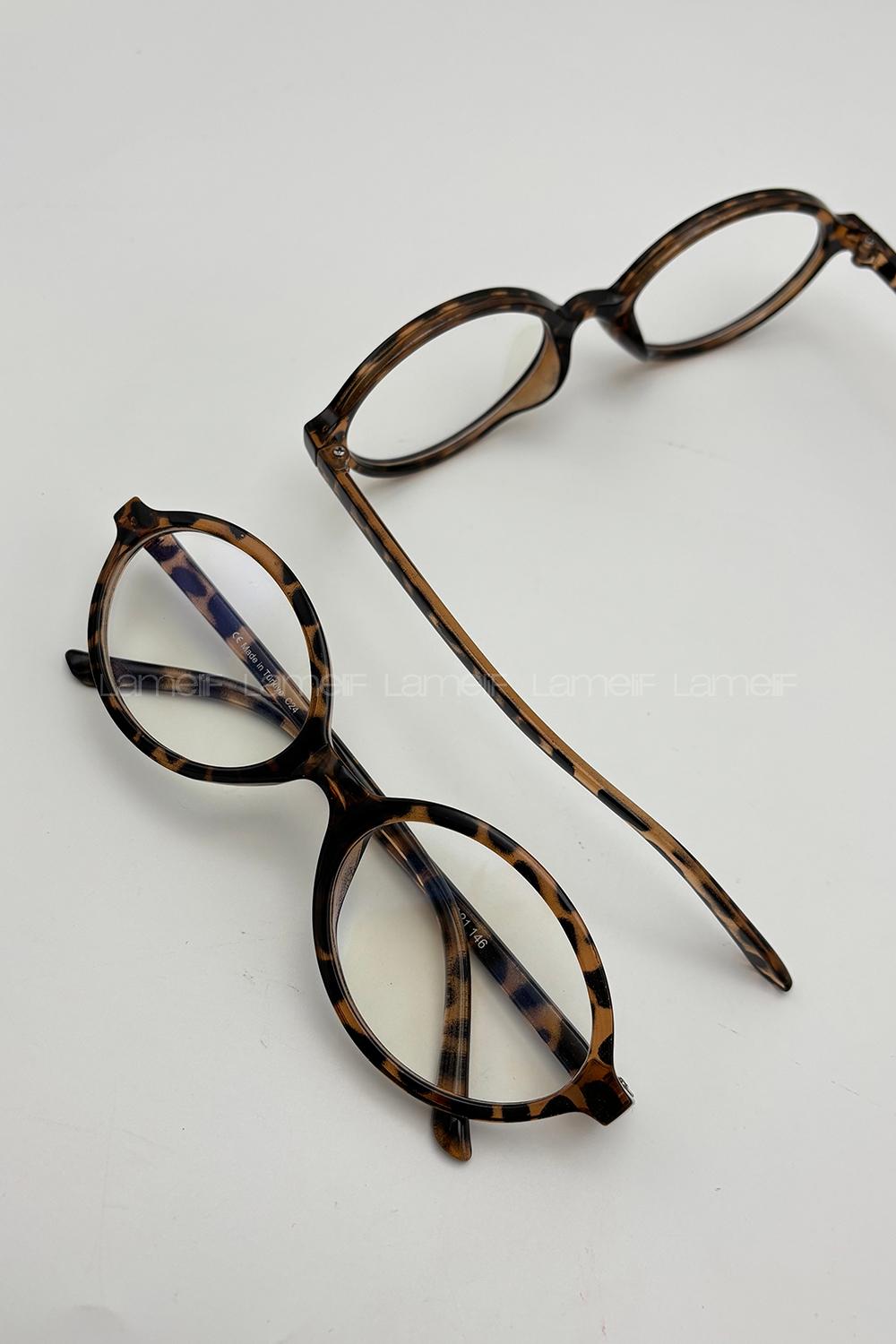 Lamelif Alyy Leopar Çerçeve Şeffaf Gözlük