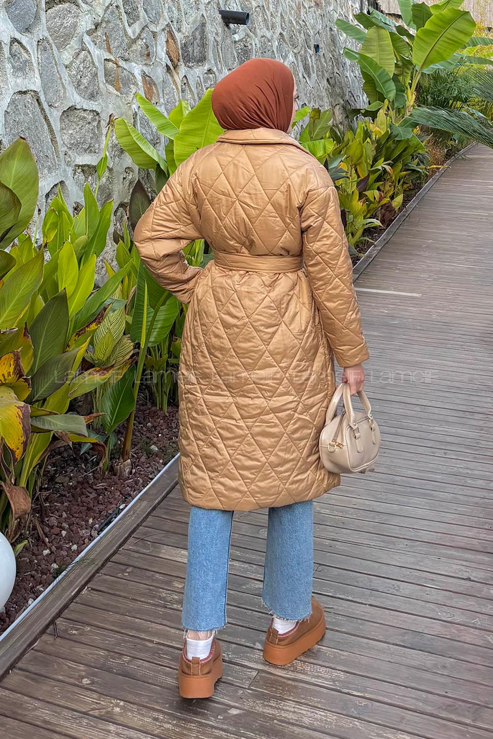 Beige Jacket Collar Long Arm Coat