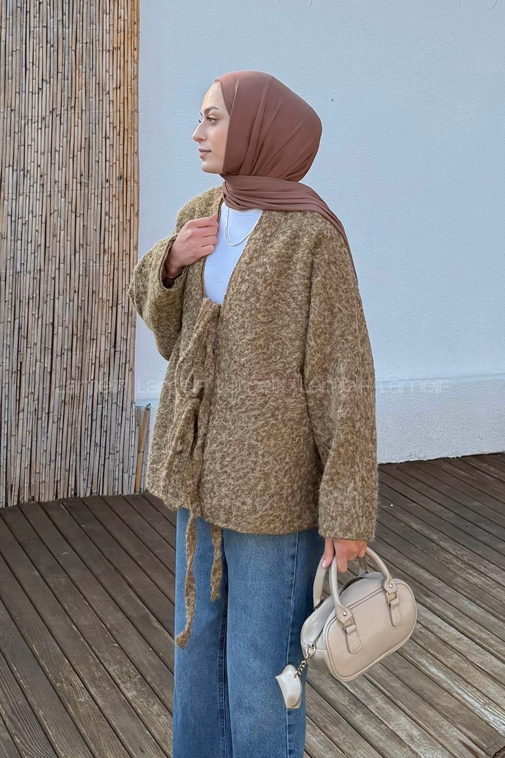 Camel V Neck Long Arm Coat