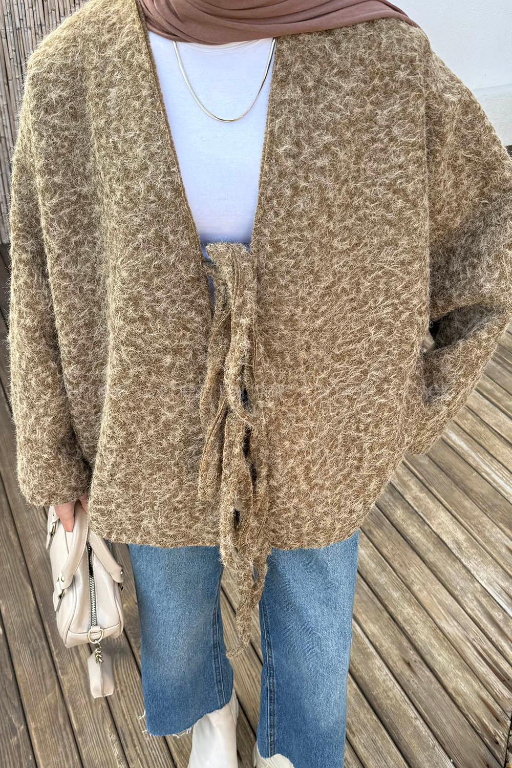 Camel V Neck Long Arm Coat