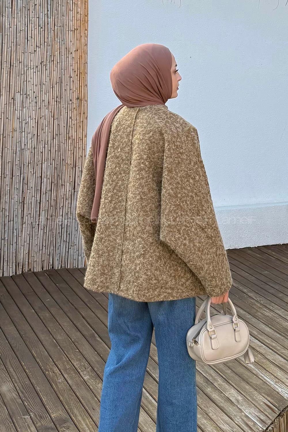 Camel V Neck Long Arm Coat