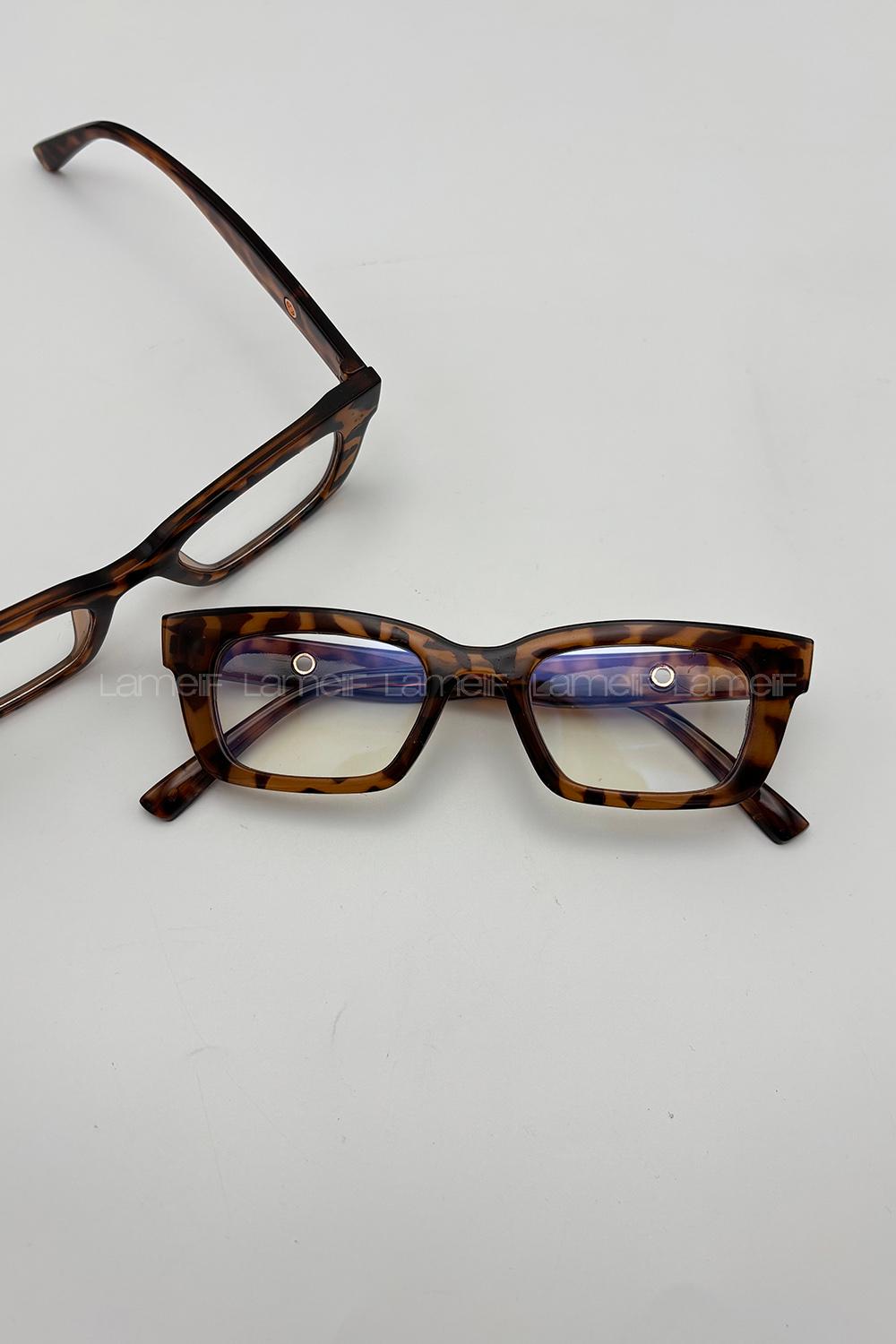 Lamelif Belis Leopar Çerçeve Şeffaf Gözlük