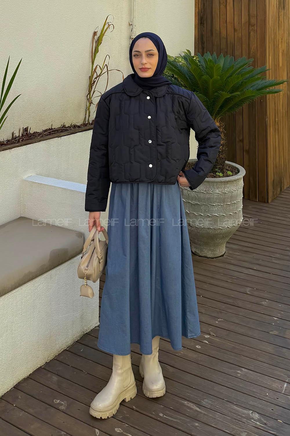 Navy Blue Normal Neck Long Arm Polyester Jacket