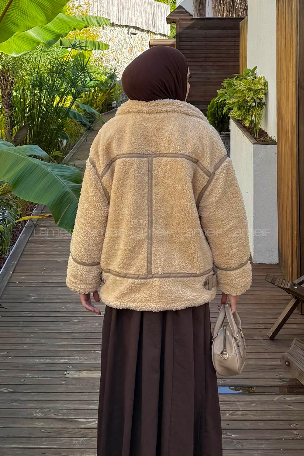 Beige Normal Neck Long Arm Coat