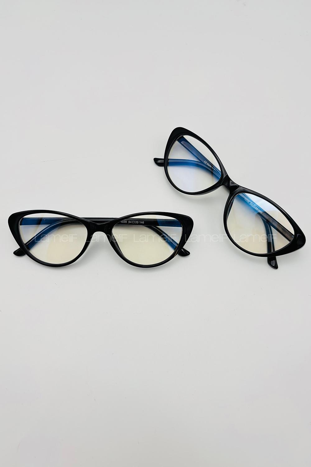 Lamelif Cat Eyes Siyah Çerçeve Şeffaf Gözlük