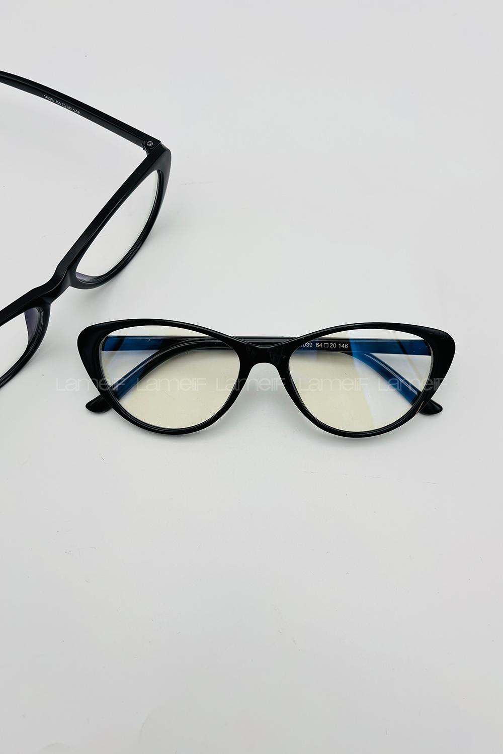 Lamelif Cat Eyes Siyah Çerçeve Şeffaf Gözlük
