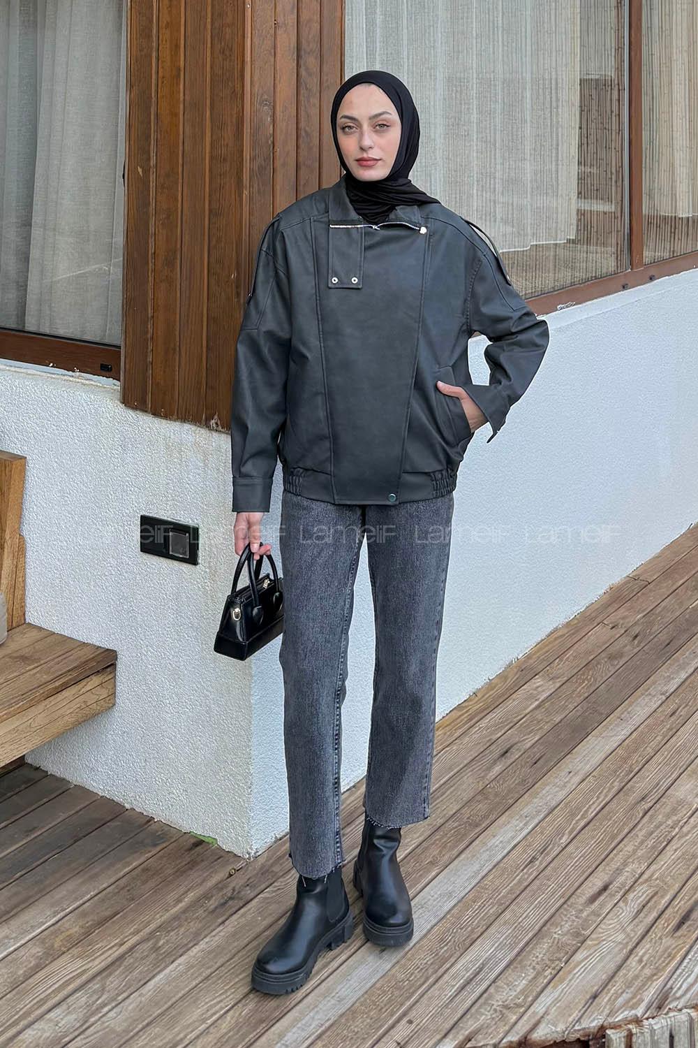 Anthracite Neckband Long Arm Coat