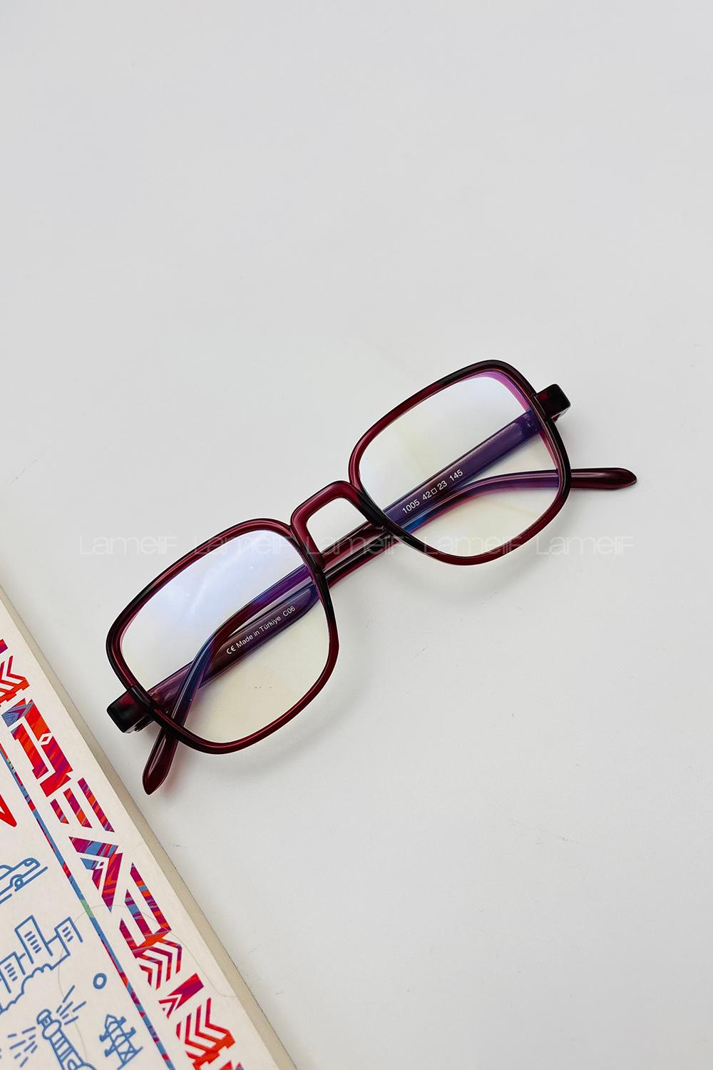 Lamelif Dore Bordo Çerçeve Şeffaf Güneş Gözlüğü