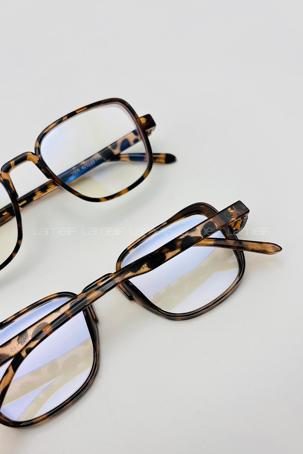 Lamelif Dore Leopar Çerçeve Şeffaf Güneş Gözlüğü