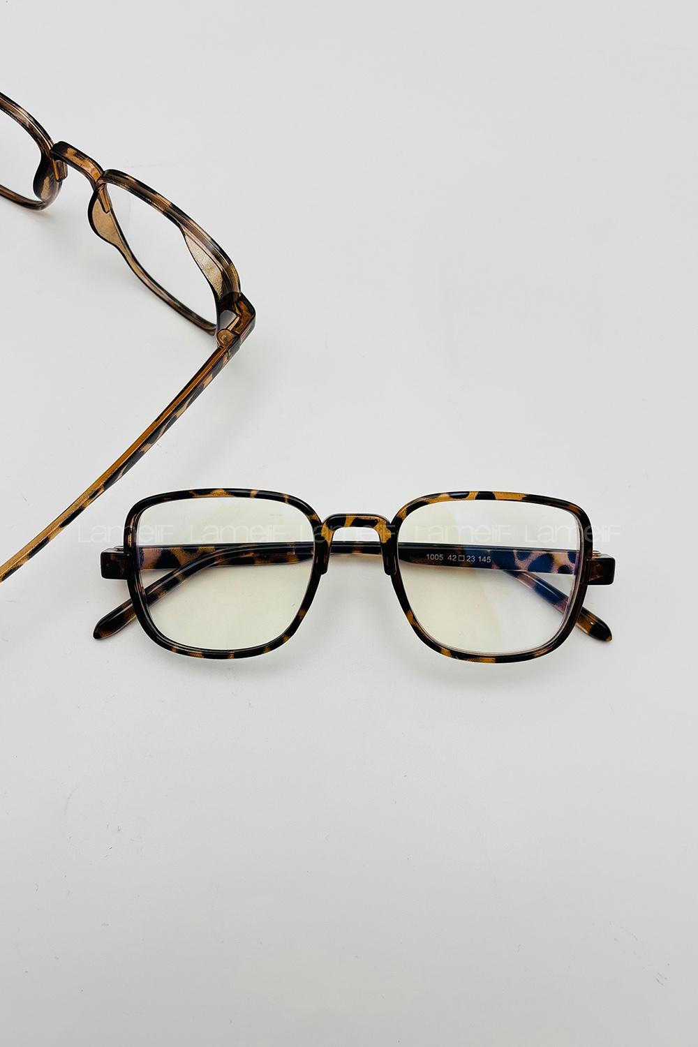 Lamelif Dore Leopar Çerçeve Şeffaf Güneş Gözlüğü