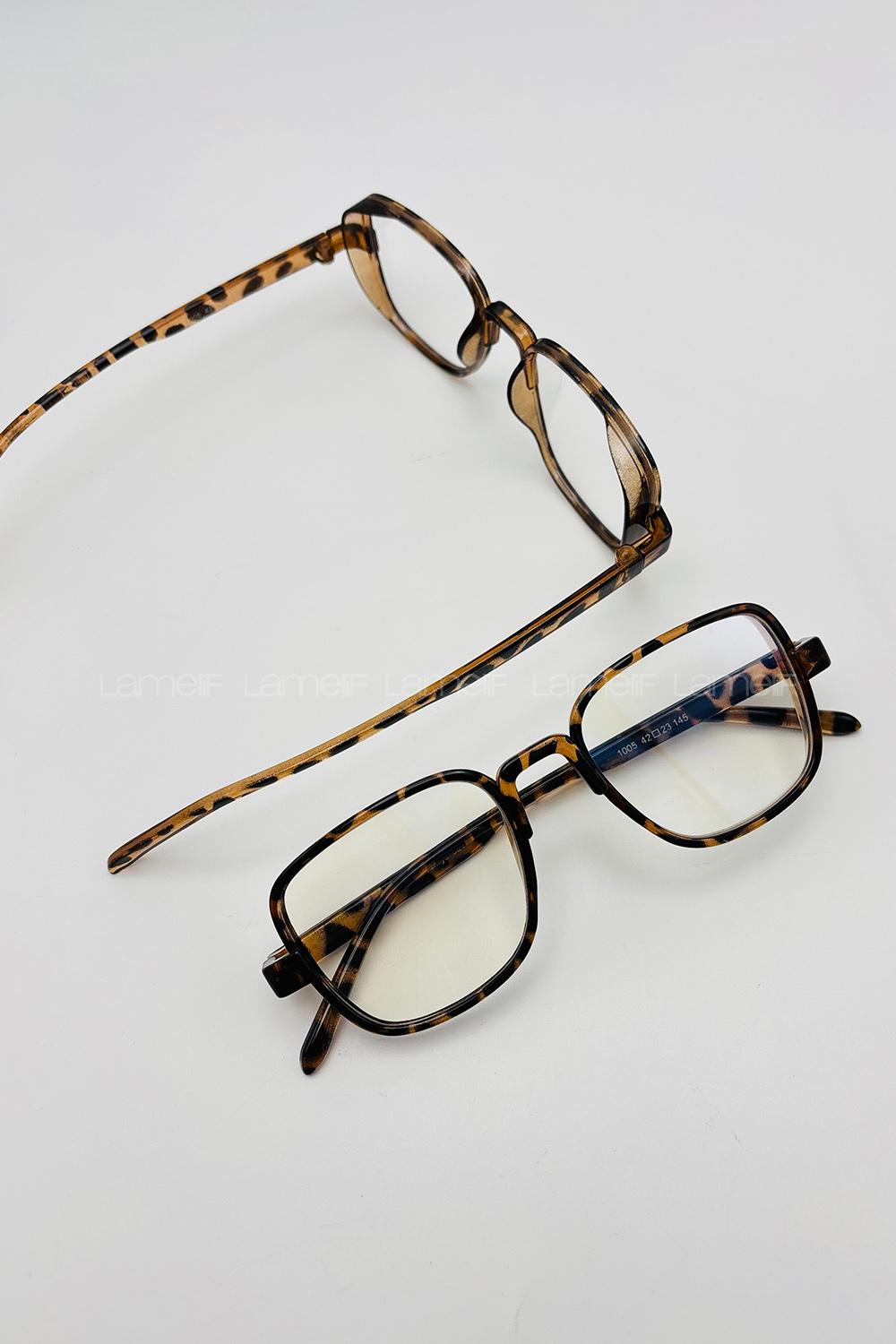 Lamelif Dore Leopar Çerçeve Şeffaf Güneş Gözlüğü