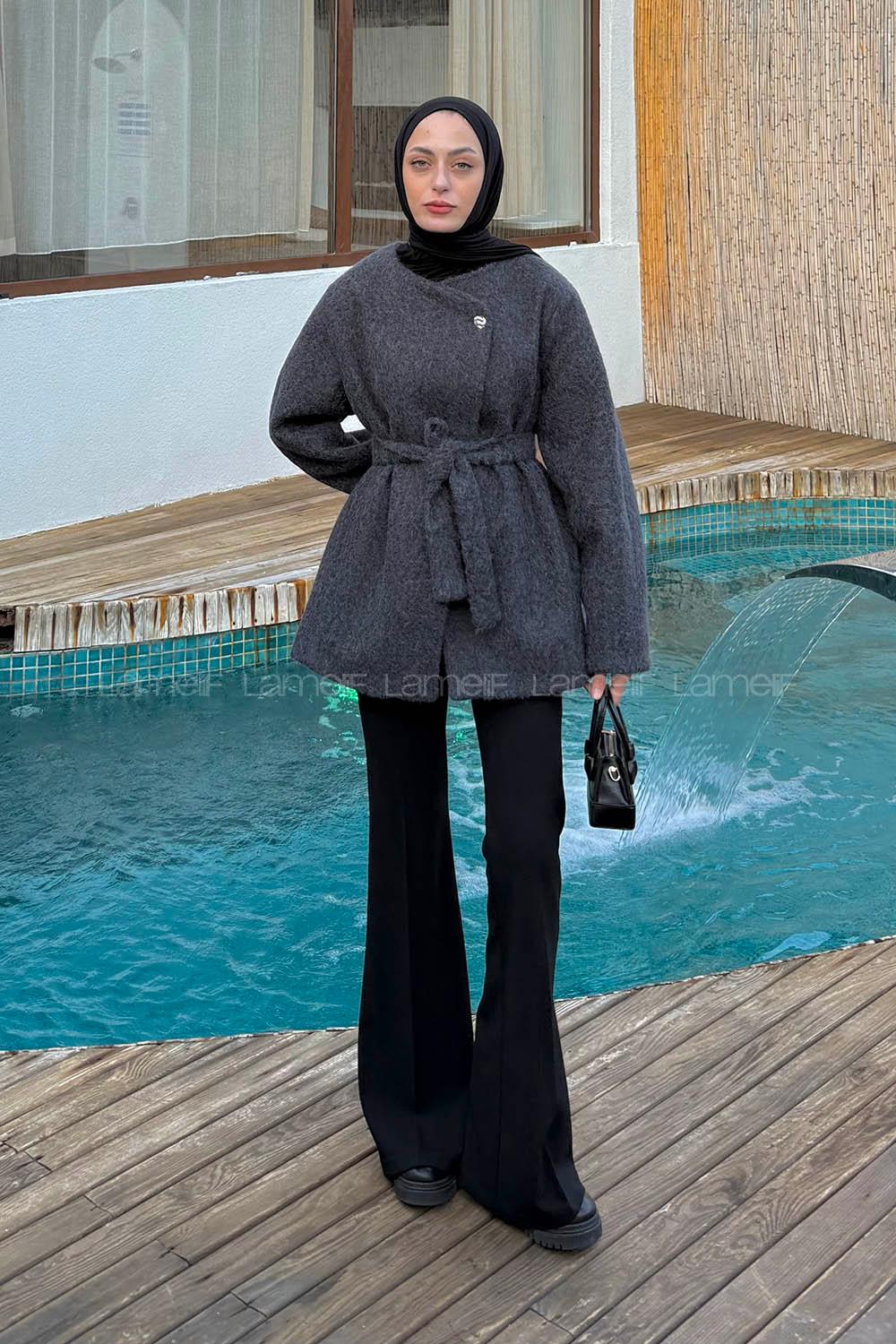 Anthracite Crew Neck Long Arm Coat