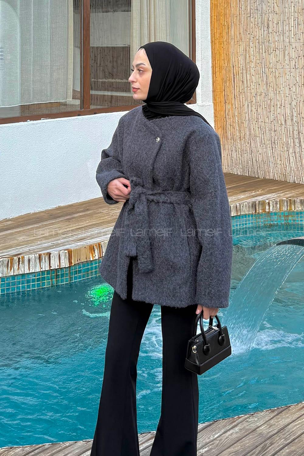 Anthracite Crew Neck Long Arm Coat