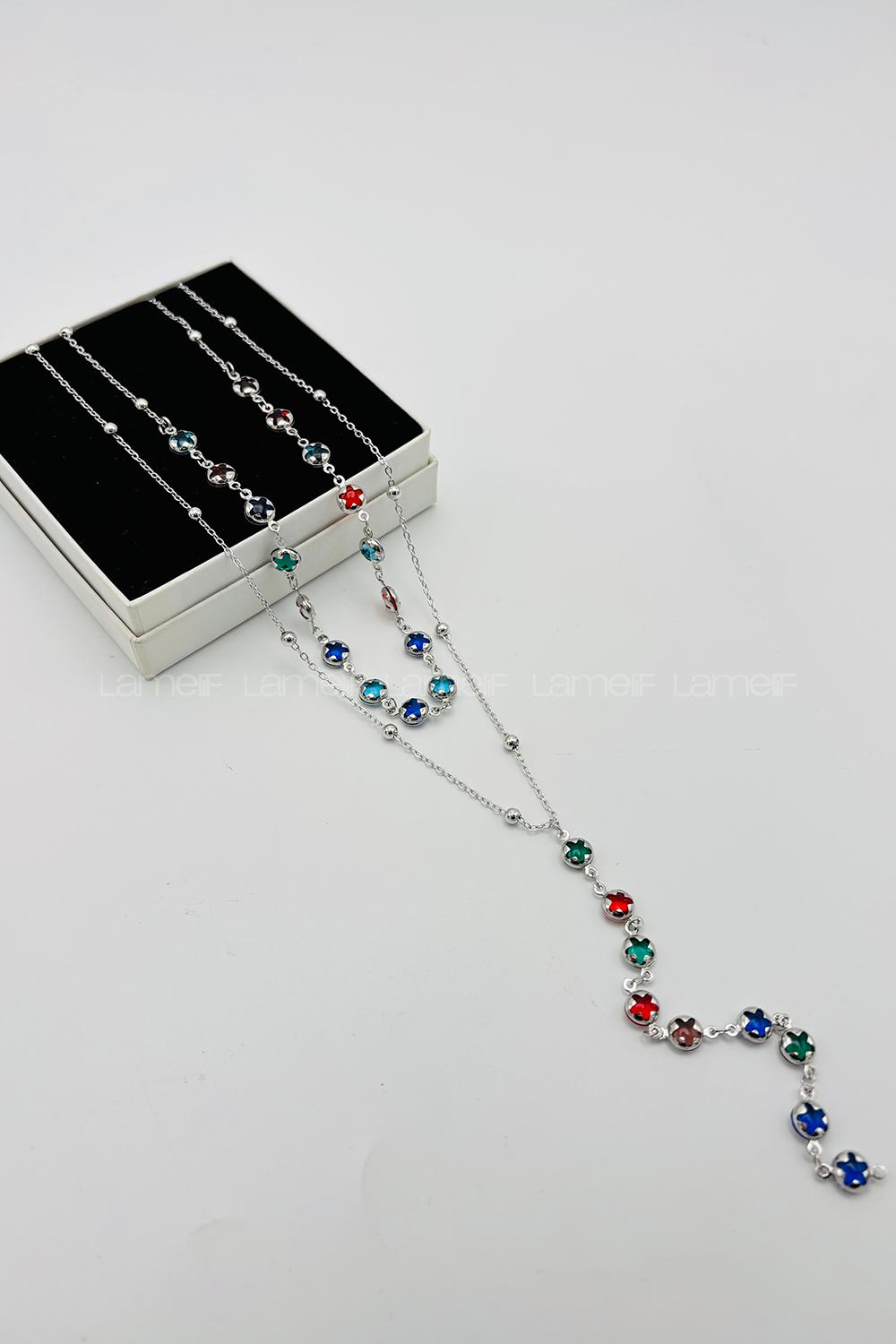 Silver Gold Straight Necklace