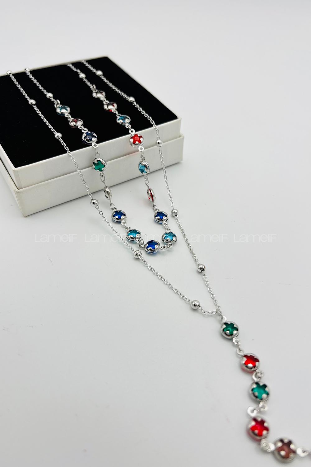 Silver Gold Straight Necklace