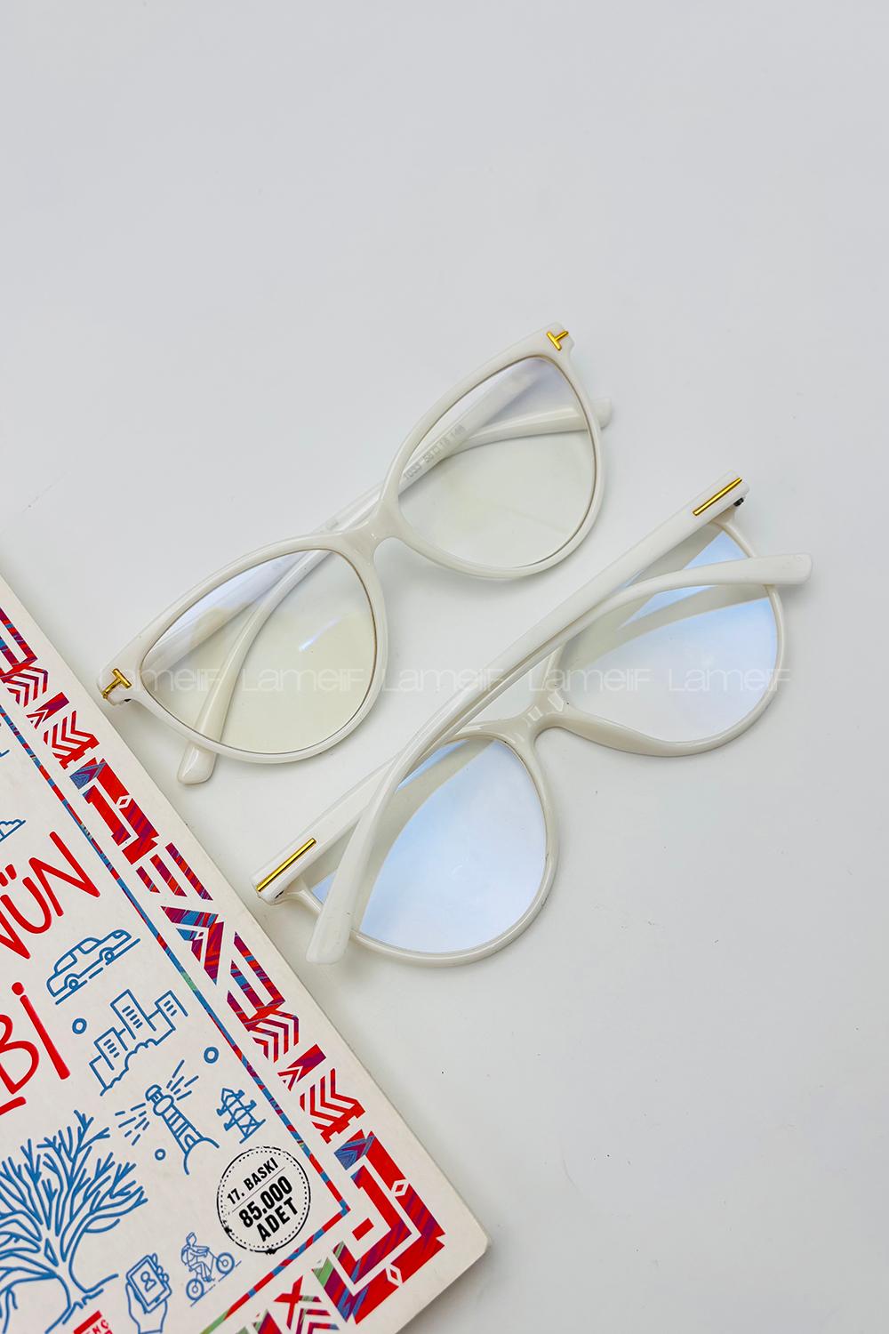 Lamelif Kedy Beyaz Çerçeve Şeffaf Gözlük