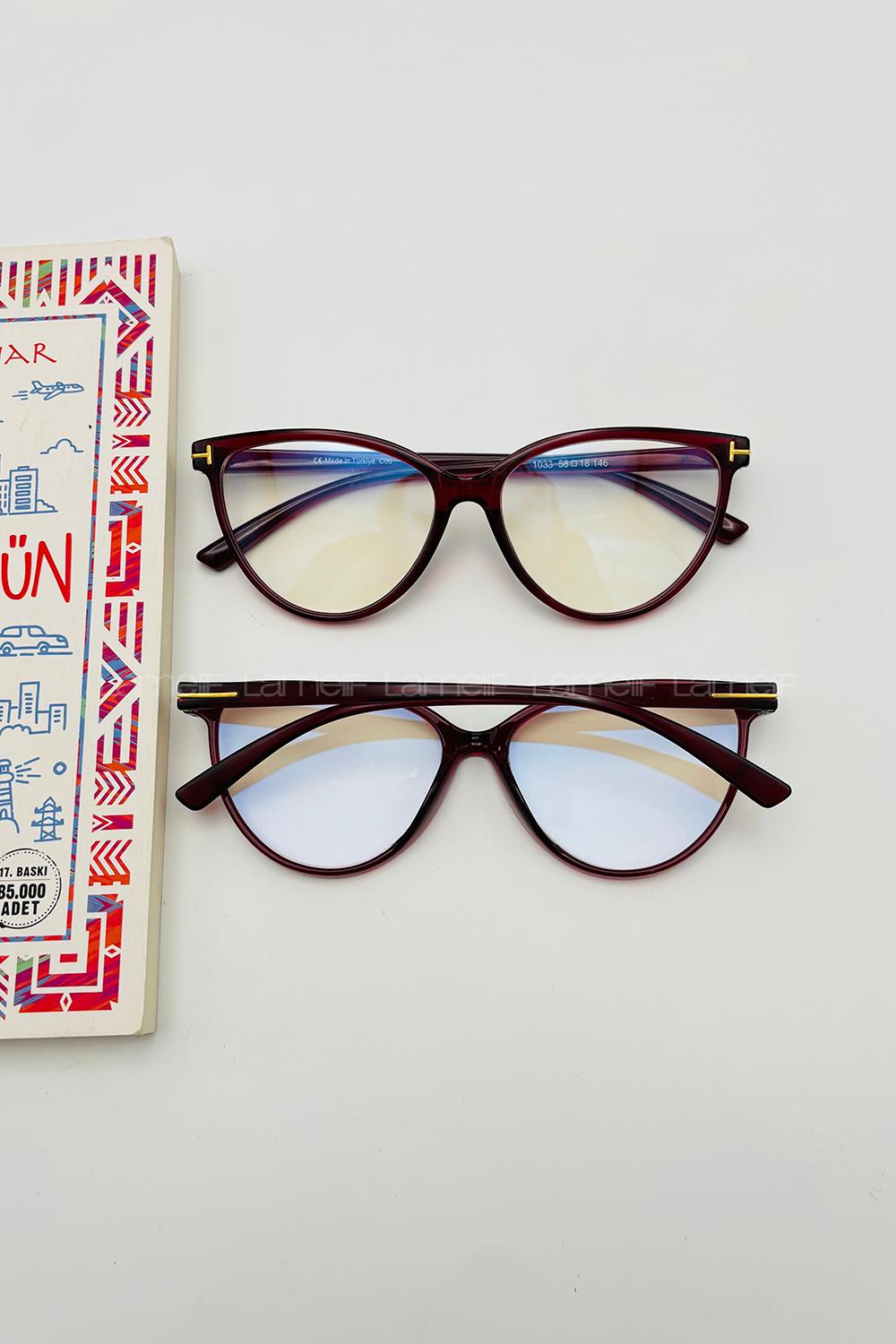 Lamelif Kedy Bordo Çerçeve Şeffaf Gözlük