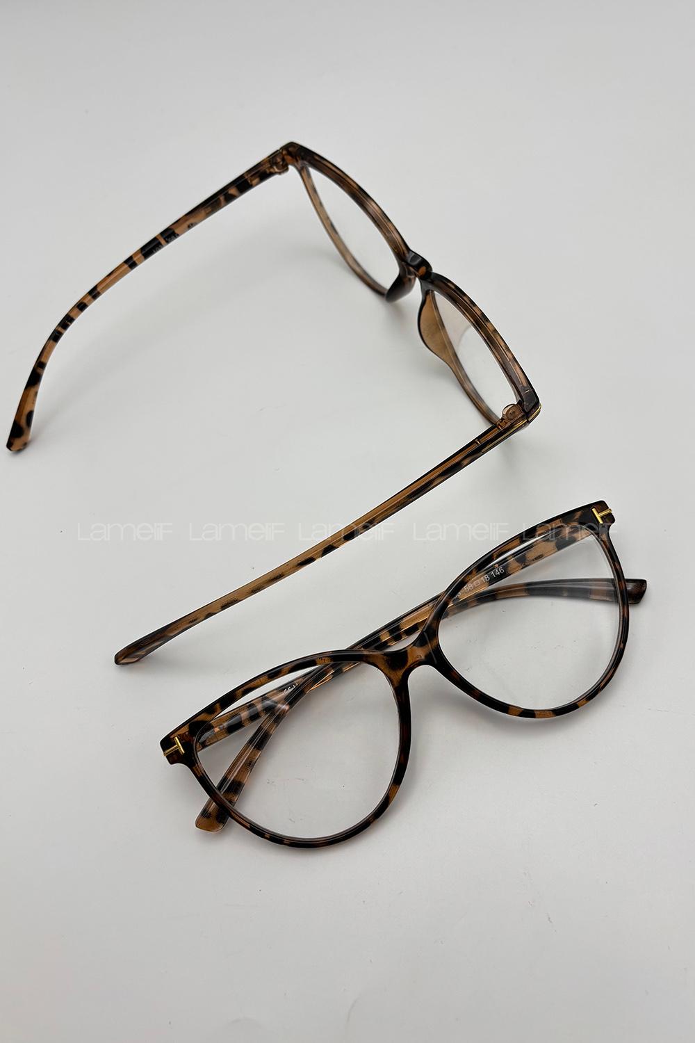 Lamelif Kedy Leopar Çerçeve Şeffaf Gözlük