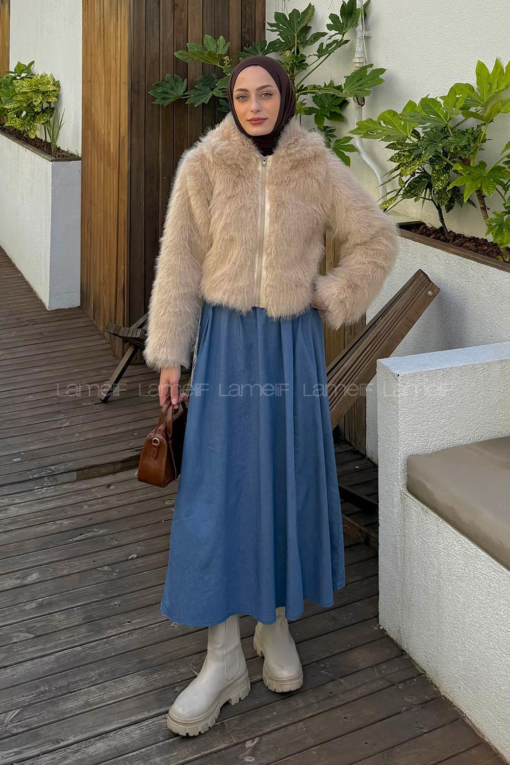 Beige Normal Neck Long Arm Coat