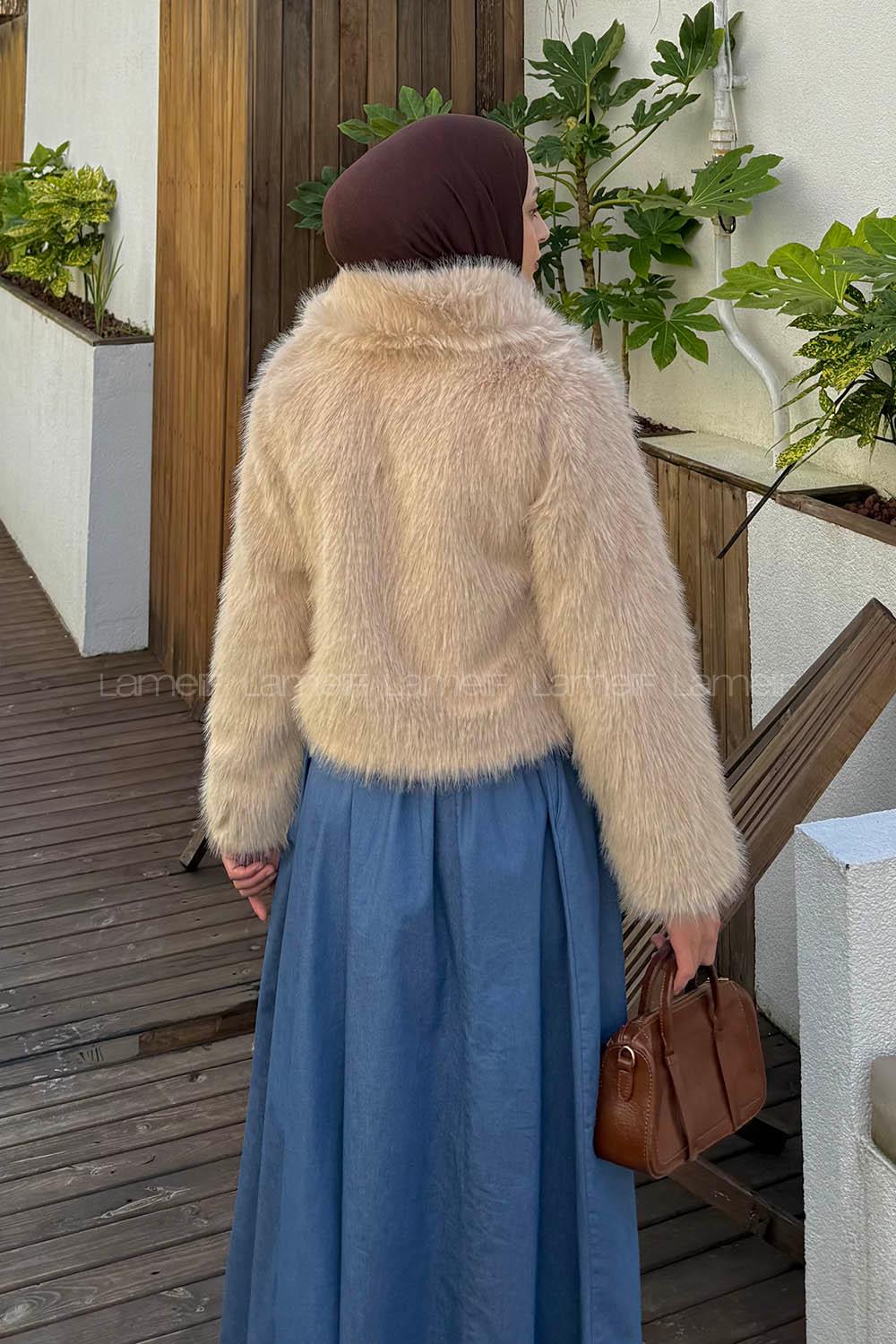 Beige Normal Neck Long Arm Coat