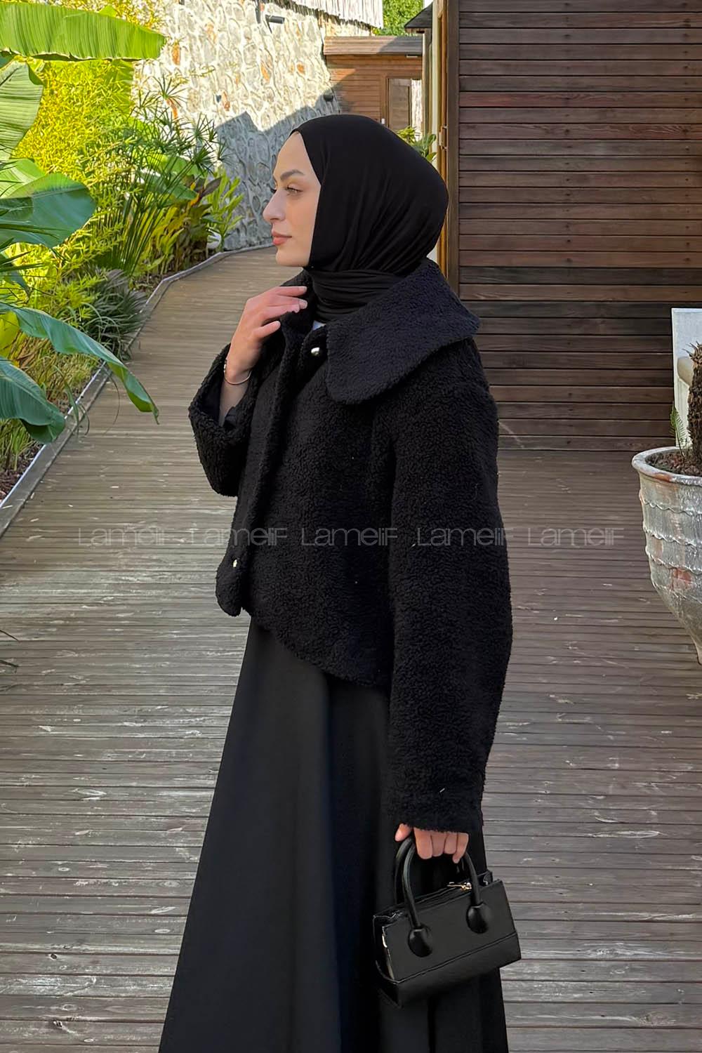Black Normal Neck Long Arm Coat