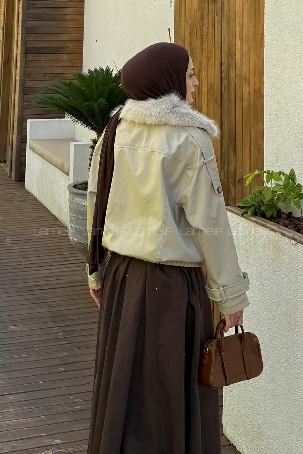 Stone Long Arm Elastan Polyester Trench Coat