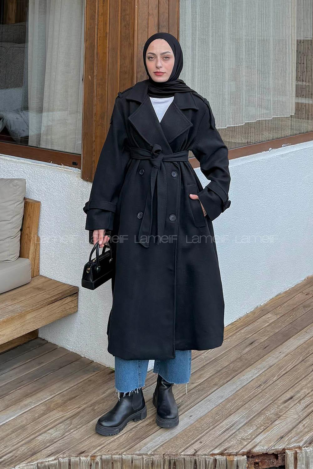 Lamelif Oversize Kaban Siyah