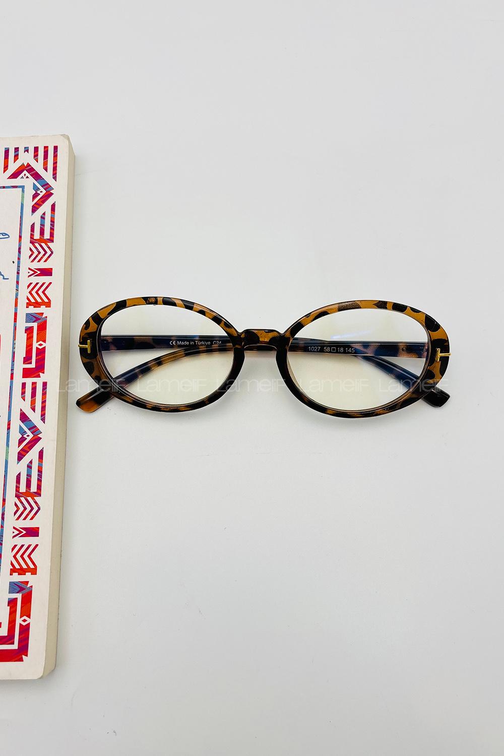 Lamelif Pinto Leopar Çerçeve Şeffaf İmaj Gözlük