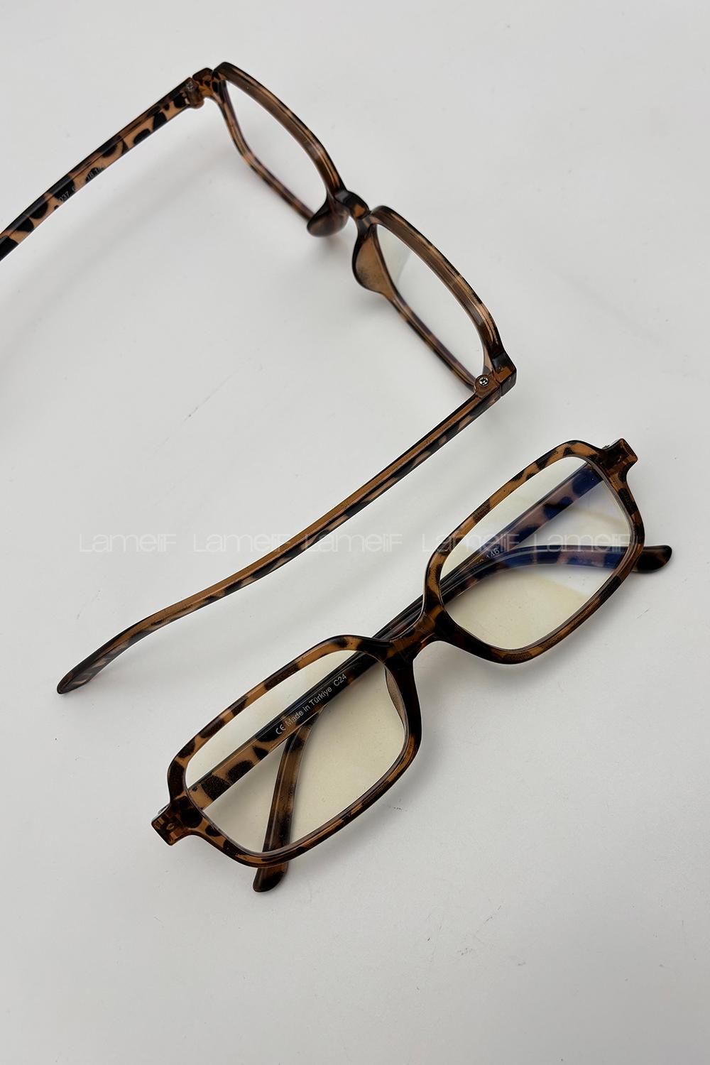 Lamelif Sisy Leopar Çerçeve Şeffaf Gözlük