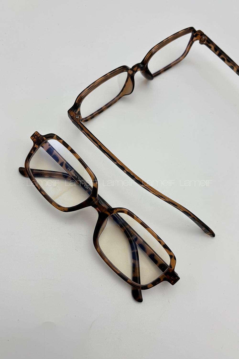 Lamelif Sisy Leopar Çerçeve Şeffaf Gözlük