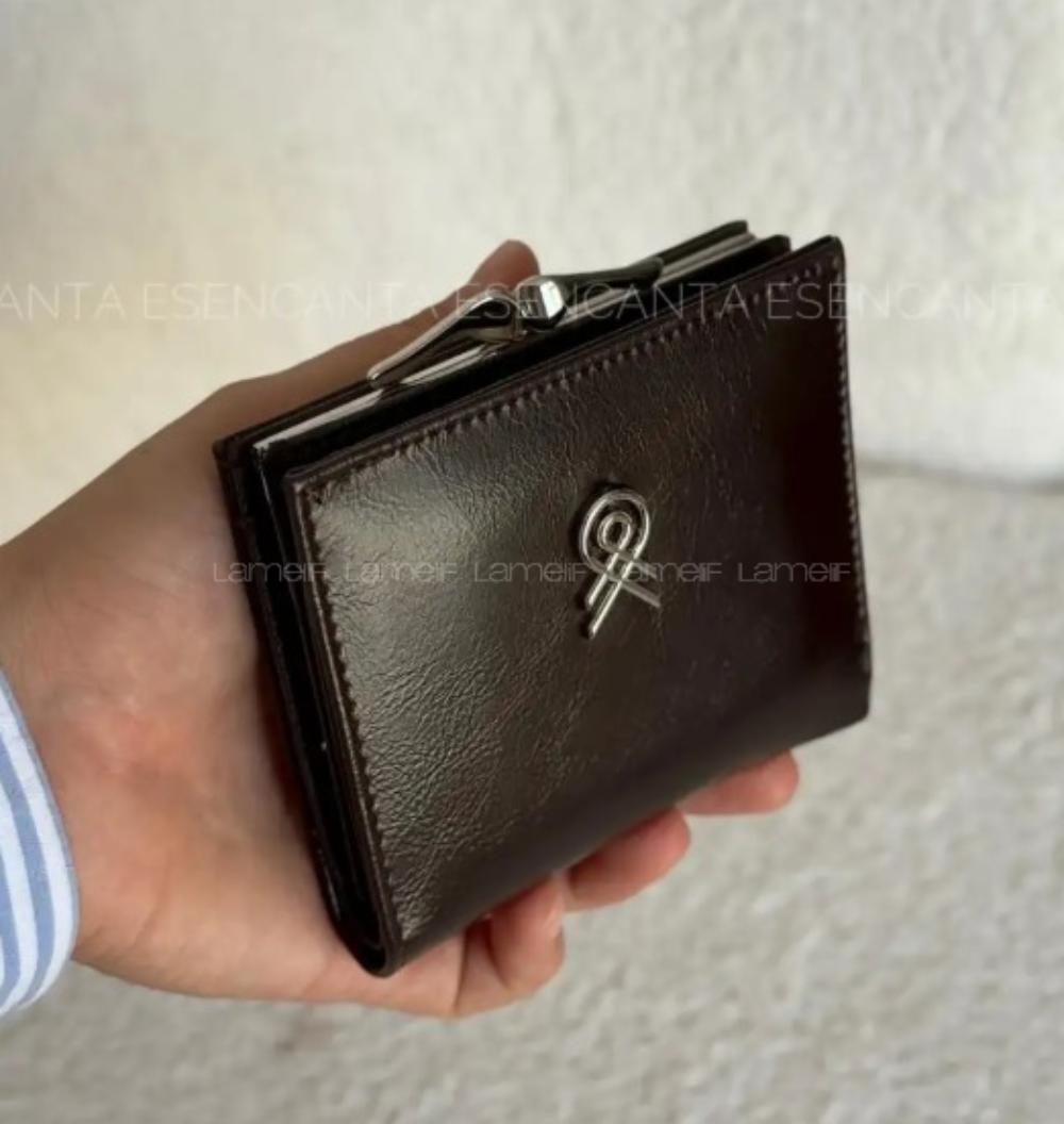 Lamelif Burslu Küçük Boy Bayan Cüzdan - Acı Kahve