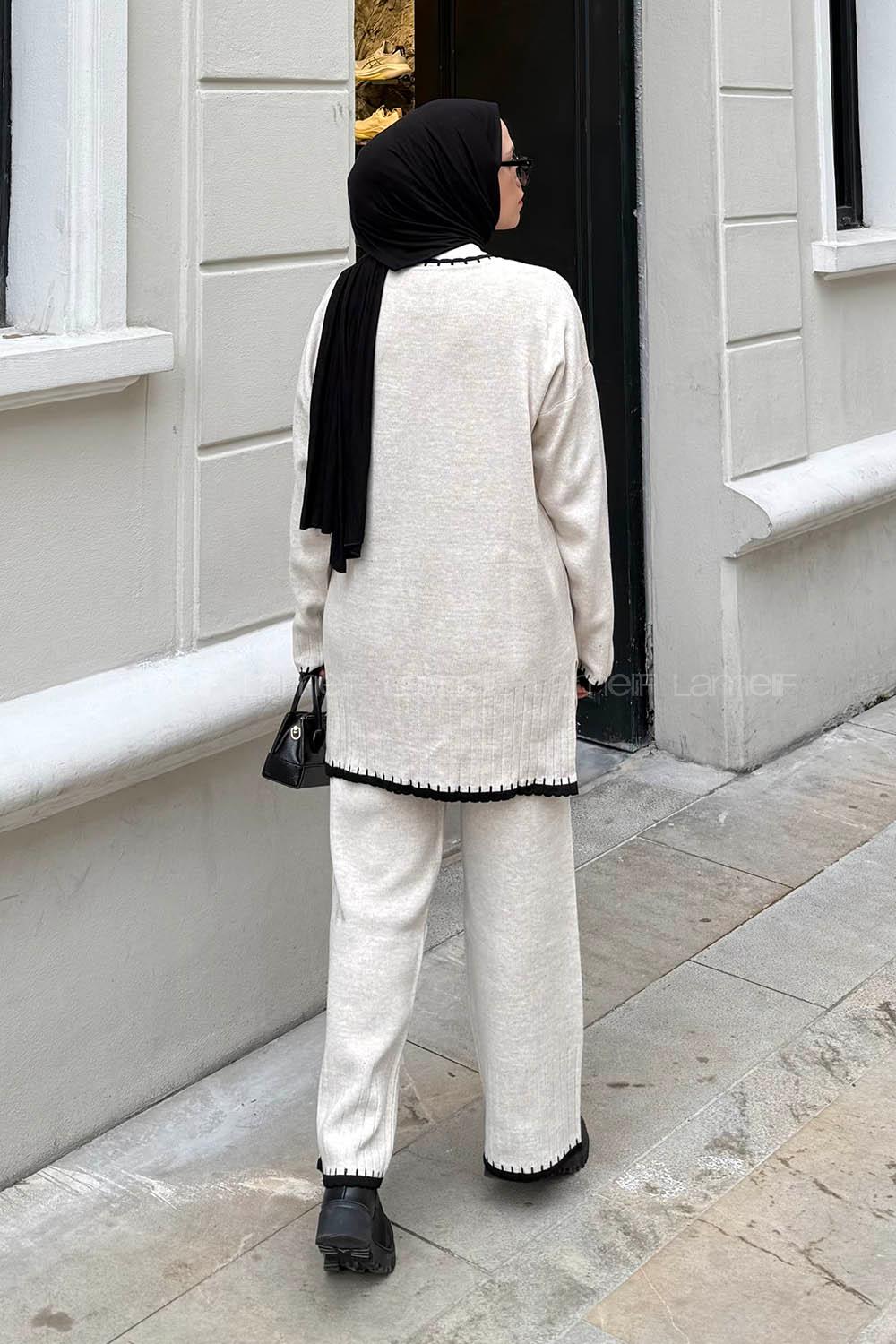 Lamelif Çoban Dikiş Triko Takım Bej