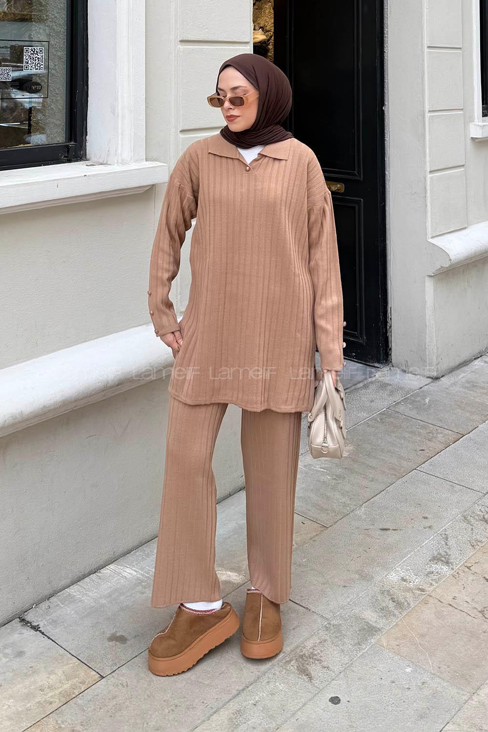 Lamelif Triko Takım Camel