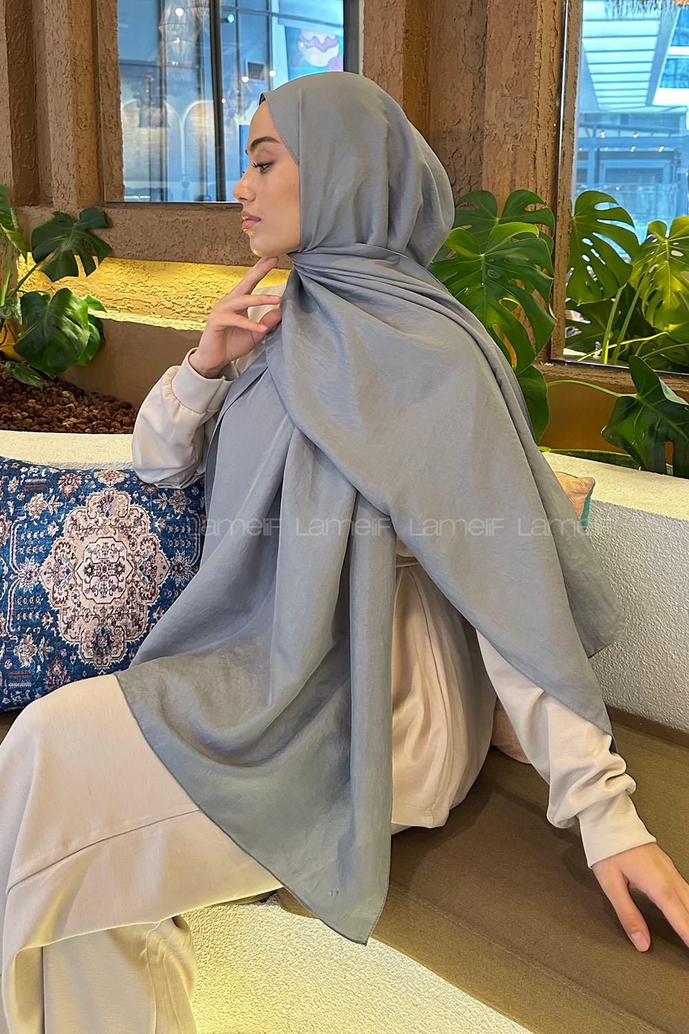 Lamelif Brisa Vual Şal Gri
