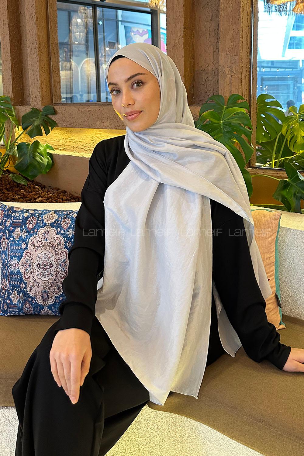 Silver Viscose Fabric Straight Shawl